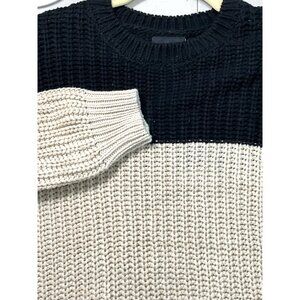 Anthropology Miou Muse Women's Two-Tone Chunky Knit Sweater Black‎ & Beige Small